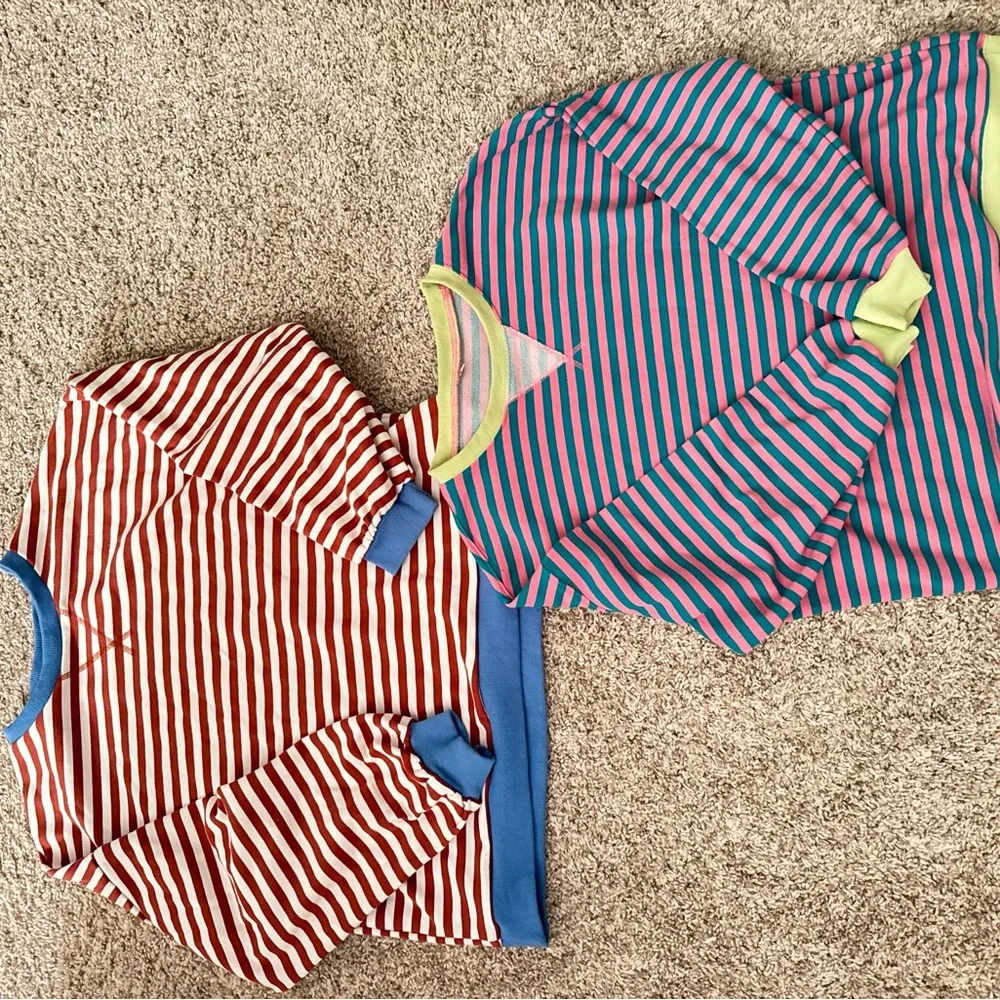 Striped Women's Sweater Duo - Red and Blue - Picture 1 of 2
